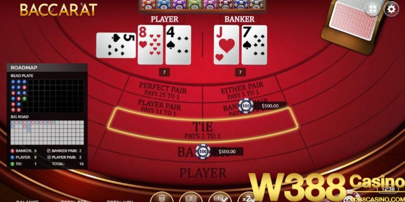 Hướng dẫn chơi casino W388 - Baccarat